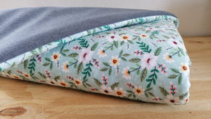 Kombi Hundedecke "Fleur" Blumen/grau (Kuschelfleece/Softshell)