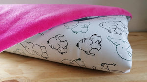 Kombi Hundedecke "Loís"  Elefant/pink  (Softshell/Kuschellfeece)